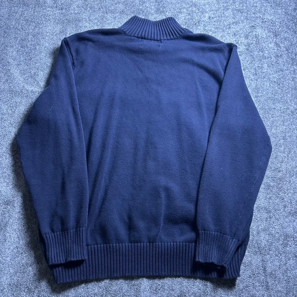 Polo Ralph Lauren Navy Blue Button Mock Neck Cotton Sweater XXL Baggy Y2K Retro